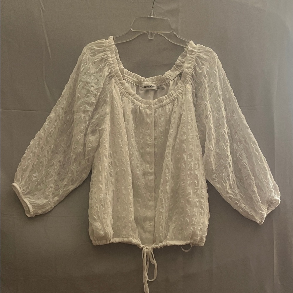 Calvin Klein White Textured Blouse